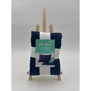 Pillowfort Box Stitch Navy Standard Sham NIP